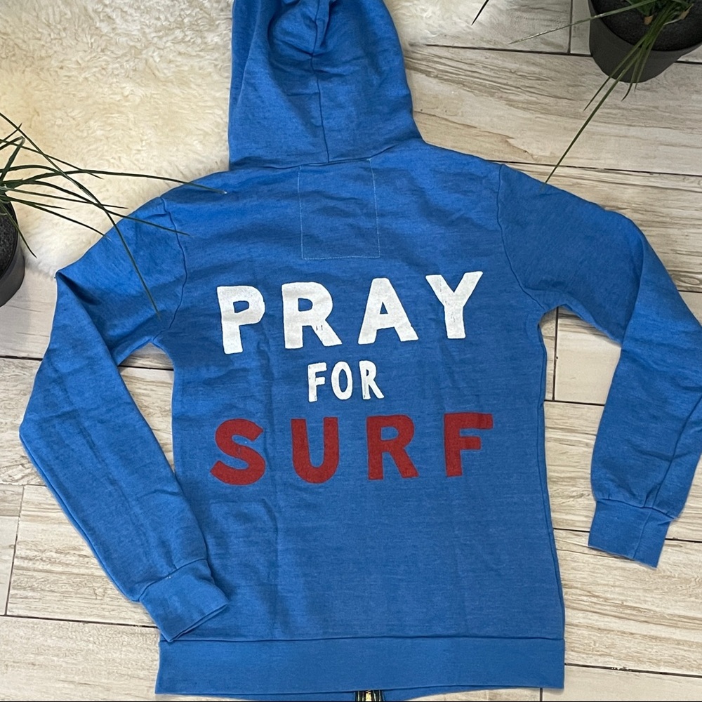 NWT Aviator Nation Pray For Surf Blue Zip Hoodie - Sz M